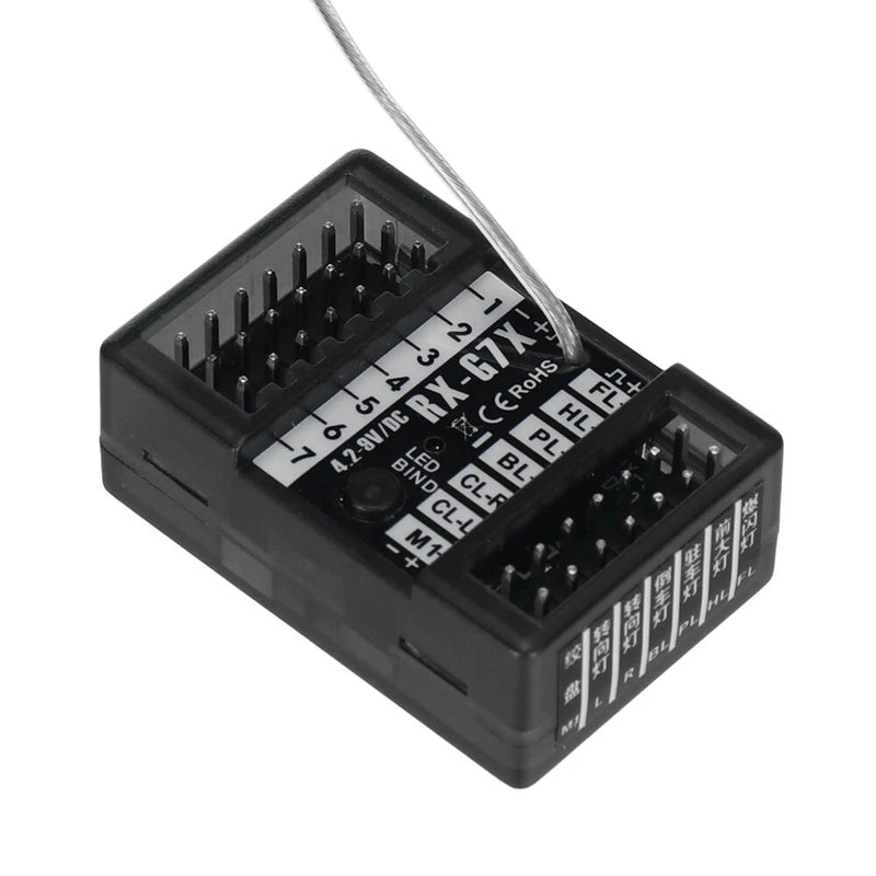 FLYUEACE T-6819B/T-6819C 2.4GHz 7CH Transmitter with RX-G7/RX-G7X Light Group Receiver for RC Car Boat Tanks