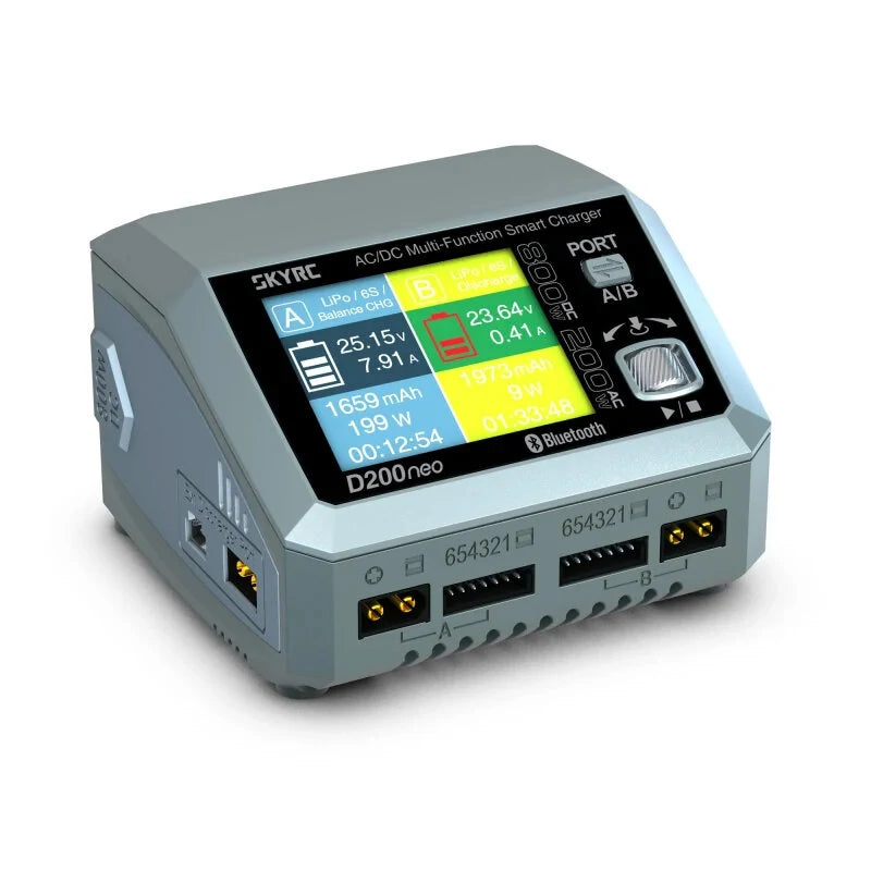 SKYRC D200NEO AC200W DC800W 20A*2 PD3.0 Dual Channel Lipo Charger for LiPo LiHV LiFe Lilon NiMH NiCd Pb Battery