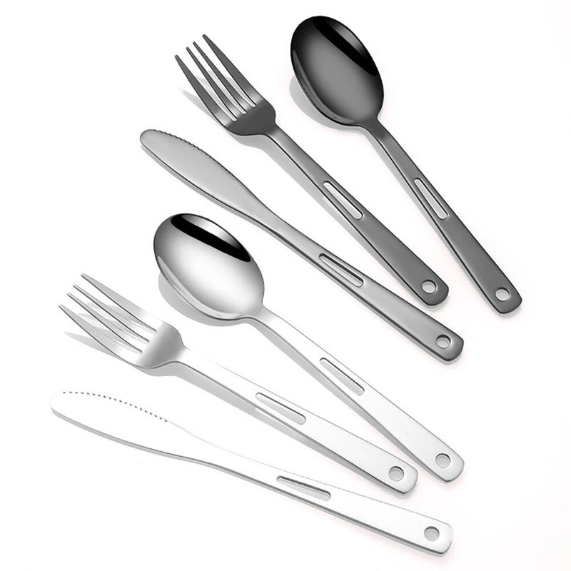 IPRee 7PCS Stainless Steel Camping Cutlery Set Portable Travel Picnic Utensils Fork Spoon Outdoor Dinnerware for Hiking