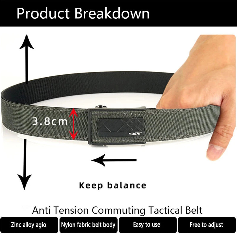 TUSHI 120cm Thick Tactical Belt for Men Automatic Buckle Military Police Duty Belt Tight Nylon Work Tool Belt Casual Waistband