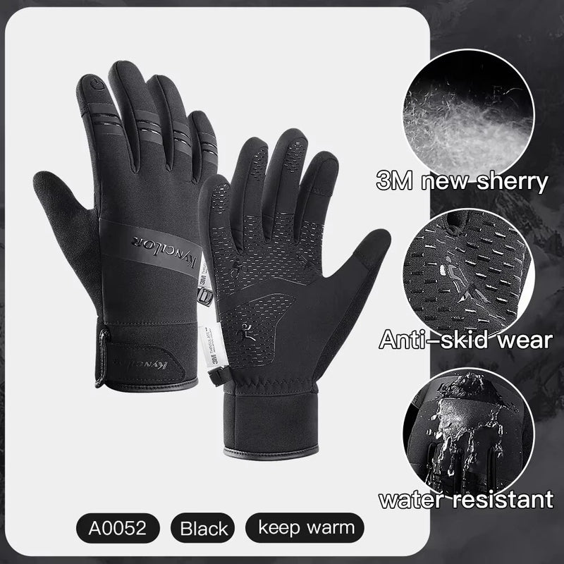 XANES 3M Thick Winter Cycling Gloves for Men Women Waterproof Touchscreen Fleece Warm Motorcycle Gloves for Outdoor Sports