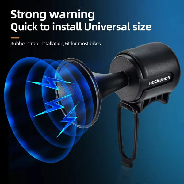 ROCKBROS EH-2PLUS 120dB Electronic Bicycle Bell Ring High Sound IPX4 Waterproof Horn Cycling Safety USB Charging Mini Bike Alarm Warning Bell for Road Mountain Electric Kids Bike