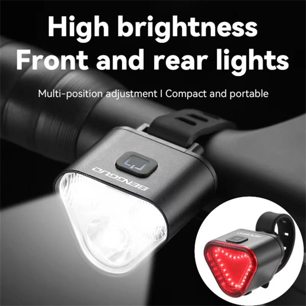 BENGGUO 500LM Bicycle Headlight Mini Portable Taillight Type-C Charging Waterproof Bike Light Set for MTB Outdoor Night Cycling Safety