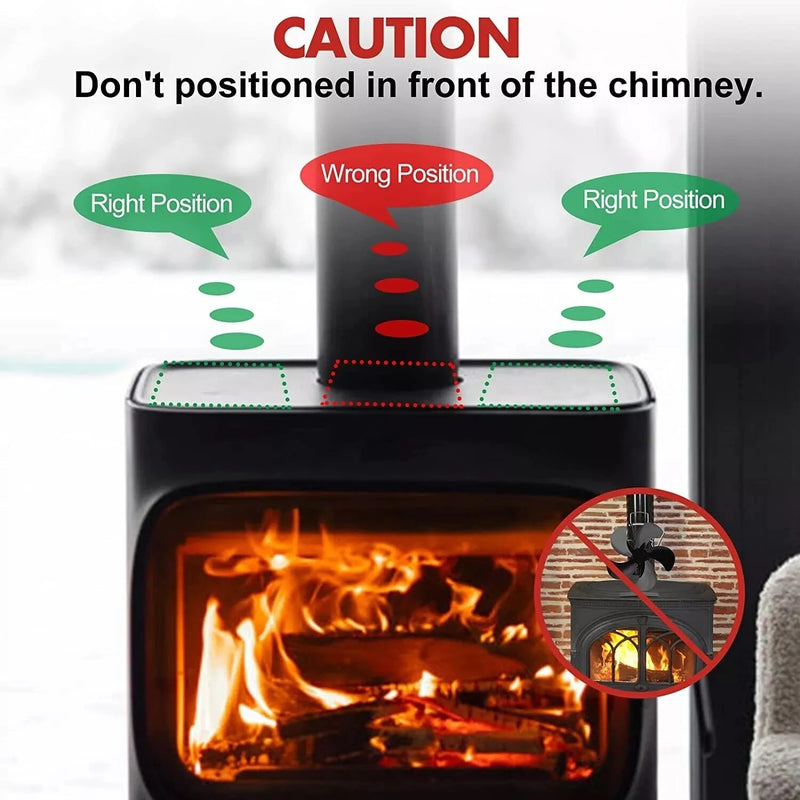 IPRee Fireplace 5 Blades Heat Powered Stove Fan Log No Electricity Wood Burn Fan Quiet Home Fireplace Fan Efficient Heat Distribution DY015J
