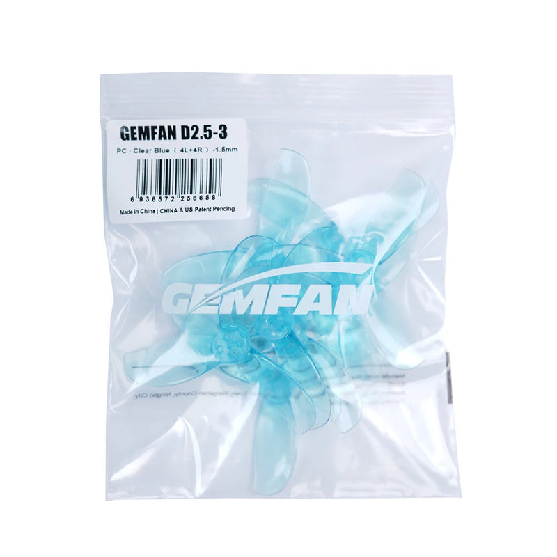 4Pairs Gemfan D2.5-3 2524 2.5 Inch 3-Blades PC Propeller 1.5mm Shaft 3 Holes Suitable for DJI O4 HD VTX 1404 4600KV Motors RC FPV Drone Racing