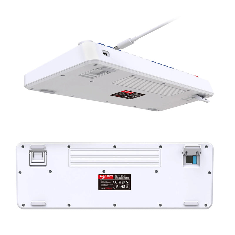 HXSJ L68 Three-Mode Wireless Gaming Keyboard with Display Screen and Multimedia Knob 68-keys RGB Light 2000mAh Battery Type-C Rechargeable 2.4G/BT1/BT2 Wireless Membrane Keyboards for PC Laptop Computer