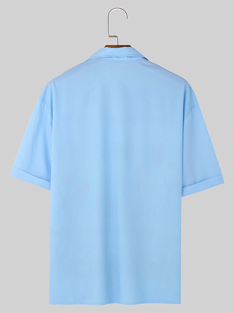 INCERUN Men Shirts Fashion Flower Print Shirt Mens Summer Streetwear Lapel Short Sleeve Top Daily Casual Shirts S-5XL