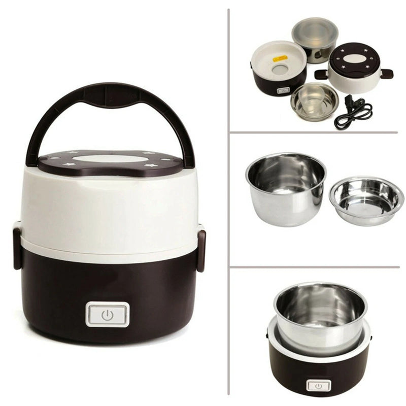 Janolia 1.3L 200W Portable Electric Lunch Box Food Warmer with Removable Stainless Steel Container Electric Heating Bento Lunch Box Food Storage Container EU Plug for Office and Home