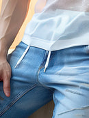 INCERUN Mens Fine Glittering Mesh Transparent Solid Color Tank Top