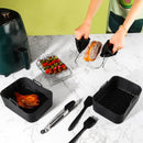 Silicone Air Fryer Accessory Set 8 Inch Silicone Liner Basket with Gloves Grill Brush Reusable Oven Accessory Air Fryer Liner for 8 to 10 QT Ovens Microwave Accessory