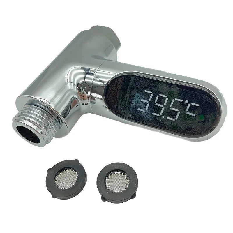 LED Display Household Water Shower Thermometer 5-85  Flow Self-Powered Water Thermometer Monitoring Baby Care Energy Smart Meter