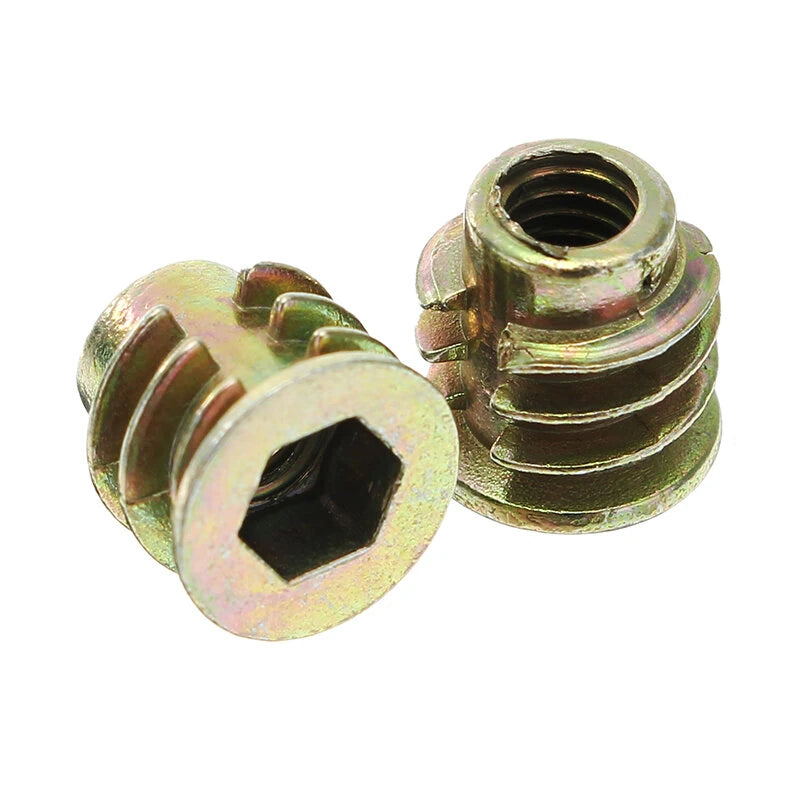 Suleve 50Pcs M4ZN1 M4 8mm Zinc Alloy Wood Furniture Hex Socket Drive Head Screw-in Threaded Insert Nut