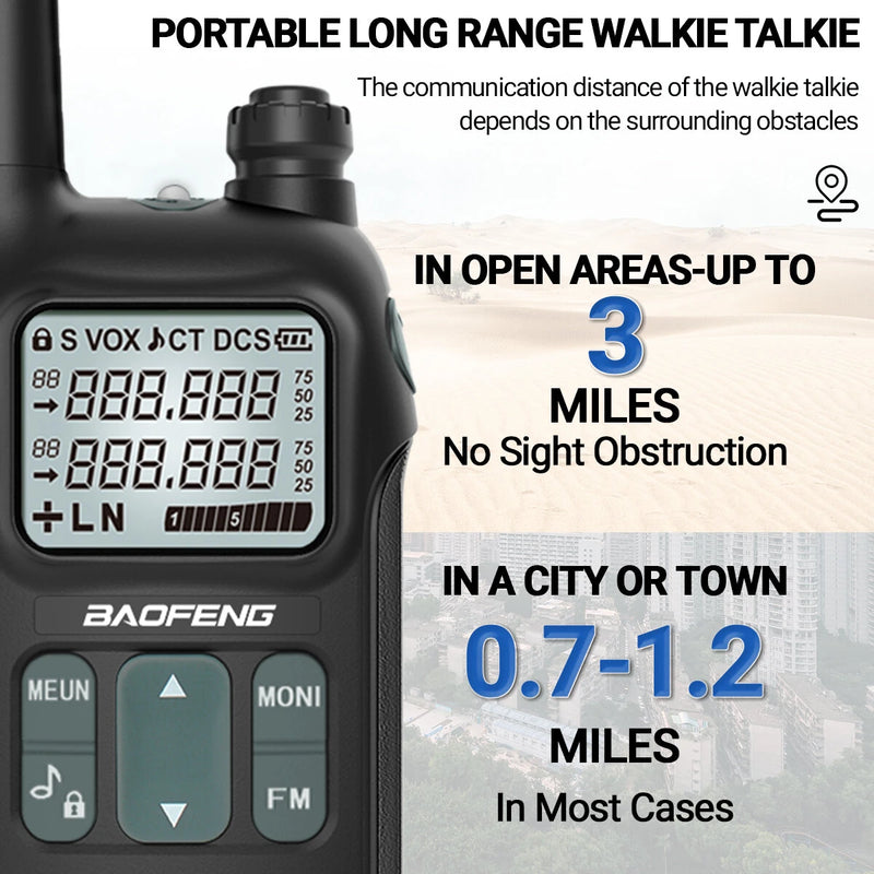 2PCS Baofeng GM-T8 Walkie Talkie 54 GMRS Channels 11 NOAA Weather Alerts 260 Privacy Codes Long Range 1500mAh Rechargeable Battery US Plug Portable Outdoor Communication
