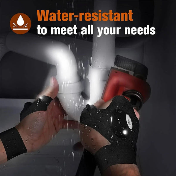 ZANLURE LED Flashlight Fishing Half Finger Gloves for Outdoor Night Cycling Camping Hiking Sports Gloves with Lamp Lighting