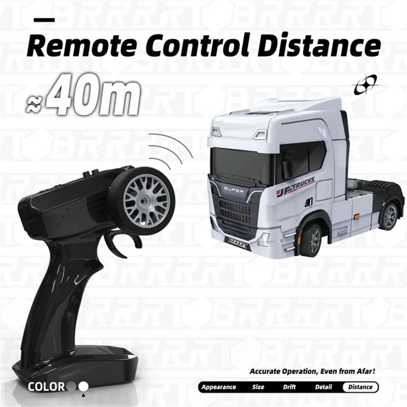 BRRRRT S917 RTR 1/43 2.4G  4WD Mini RC Car Tractor Semi Truck Built-In Gyro Full Proportional Drift Dual Speed LED Lights Racing Vehicles Models Engineering Remote Control Toys