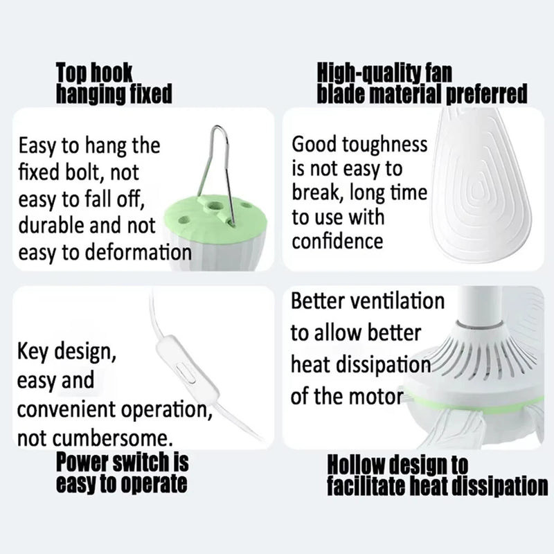 Tevorex 5 / 6 / 8 Leaves Electric Ceiling Fan Silent Low Noise Energy Saving with Remote Cable Lightweight Portable for Camping Bed Dormitory Tent