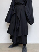 INCERUN Men Pant Elastic Black Irregular Design Skirt Pant Loose Fit Fashion Mens Streetwear Pants S-5XL