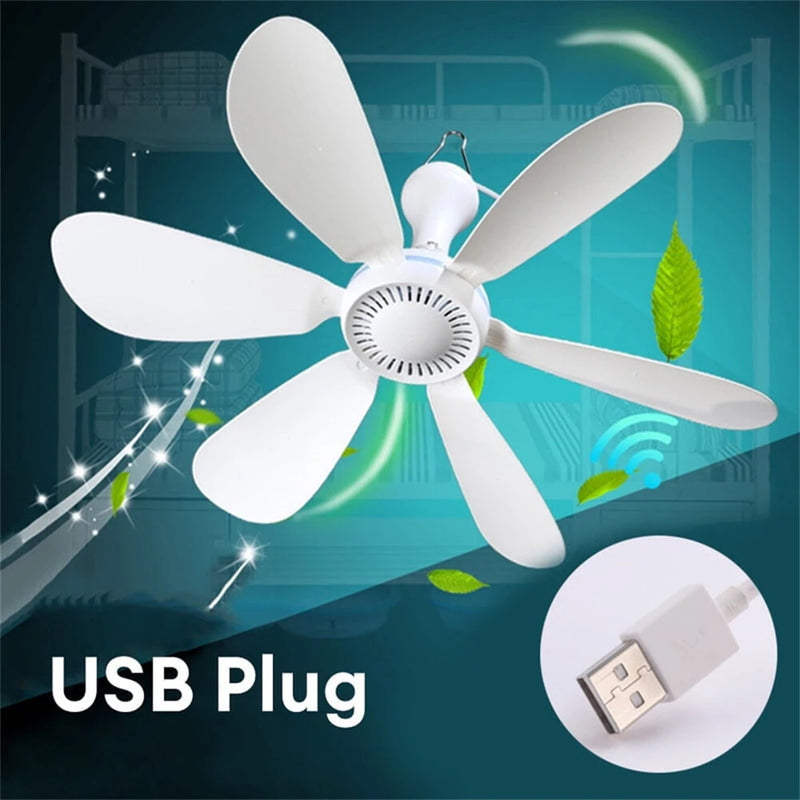 USB Mini Ceiling Fan Remote Control Adjustable Speed Low Noise Copper Motor 20W Compact Portable for Homes Dormitories Mosquito Nets