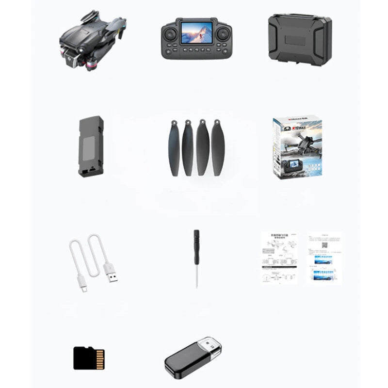 XKJ K13 MAX WiFi FPV with LCD Screen Controller HD Camera Optical Flow Positioning Brushless Foldable RC Drone Quadcopter RTF