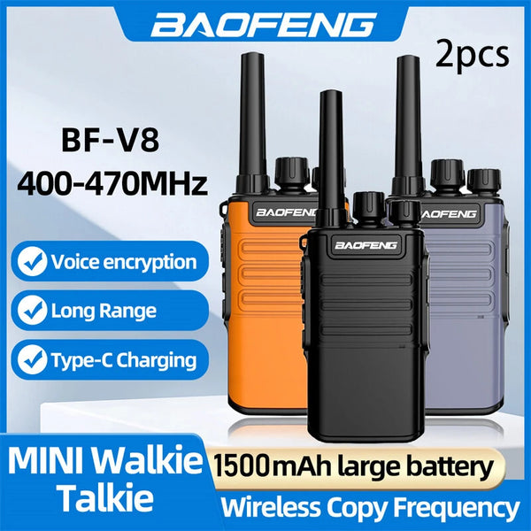 Baofeng BF-V8 Walkie Talkie 5W 16 Channels Long Range 1-8KM 1500mAh Battery Voice Encryption Type-C Charging Walkie Talkie