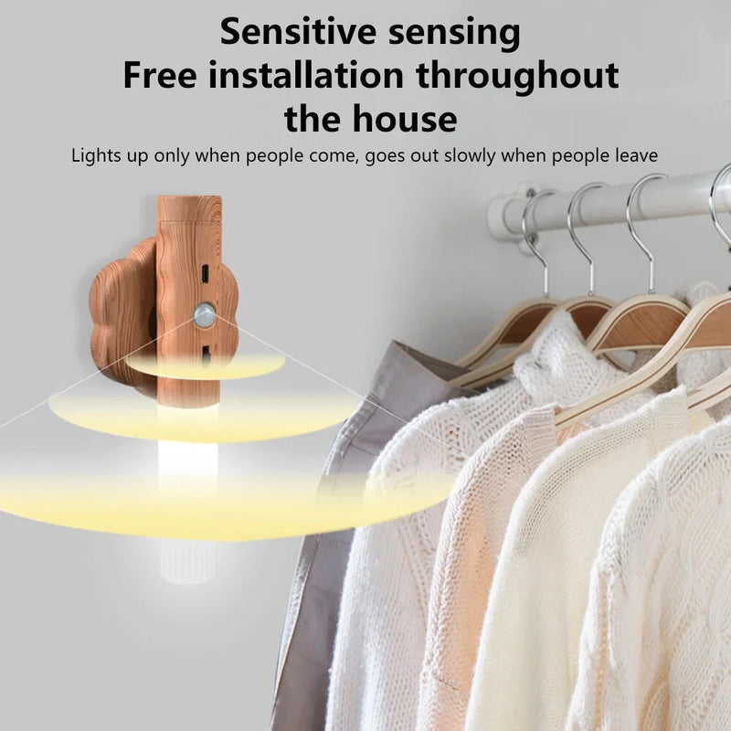 LED Motion Sensor Night Light Kitchen Cabinet Light Usb Rechargeable Wall Light Home Bedroom Table Lamp Bedside Lamp