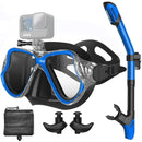 Snorkeling Gear For Adults 3 in 1 Adult Snorkel Set with Camera Mount &Earplugs 100% Dry Top Anti-Fog No Leak Professional Snorkel Mask Women&Men Swimming Scuba Diving