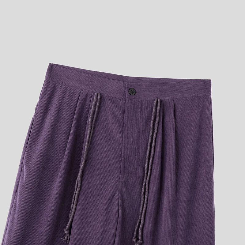 INCERUN Mens Textured Comfortable Straight Leg Pant Solid Color Casual Wide Legged Pants Male S-5XL