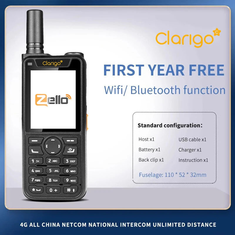 V1-920 Zello Walkie Talkie 4G Global Network Bluetooth GPS Navigation Wi-Fi Dual SIM Android 9.0 4000mAh Battery
