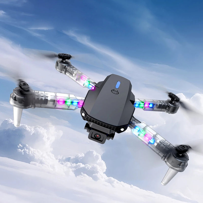 YLR/C E88D WiFi FPV with HD Dual Camera Lighting Arms Optical Flow Positioning Colorful LED Light Foldable RC Drone Quadcopter RTF
