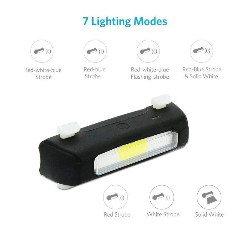 Cansses Bike Taillight 500mAh Battery 7 Light Modes USB Rechargeable Waterproof Lightweight Bicycle Rear Light for Night Cycling