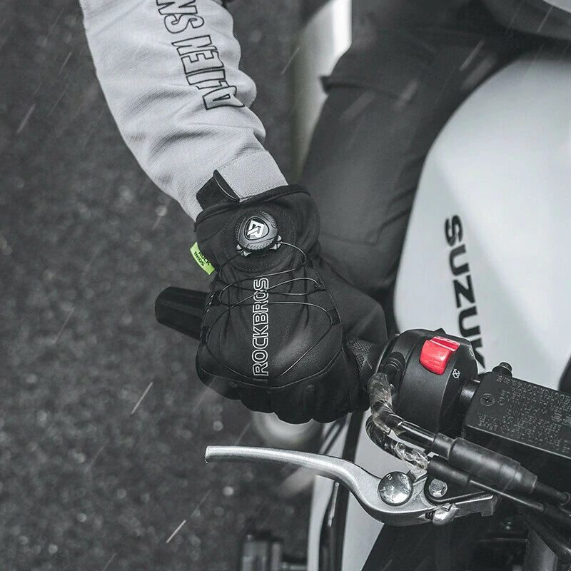 ROCKBROS Warm Bike Gloves Touch Screen Windproof Anti-slip Thermal Bicycle Gloves for Winter Outdoor Motorcycle Scooter Ski