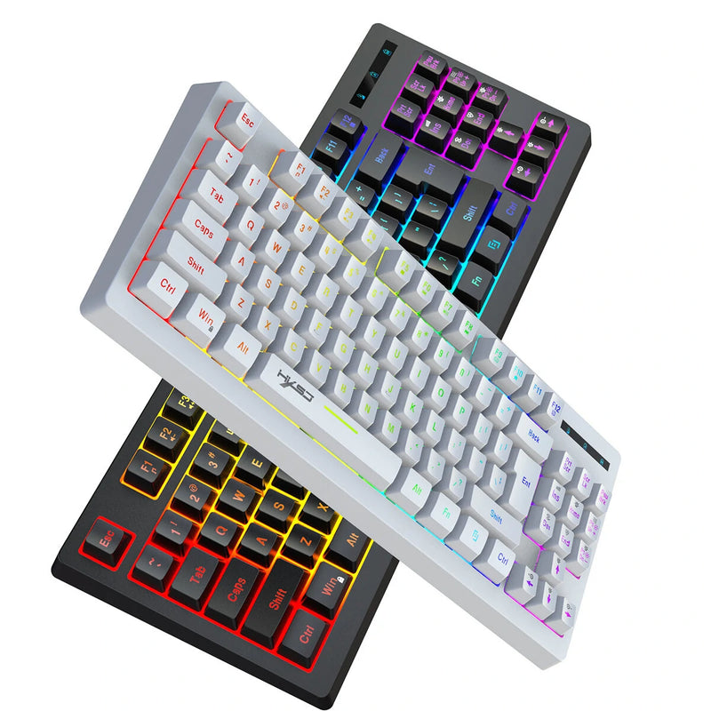 HXSJ L100 2.4G Wireless Keyboard 87 Keys Multimedia Function RGB Backlit Rechargeable Keyboard for Computer Laptop Home Office