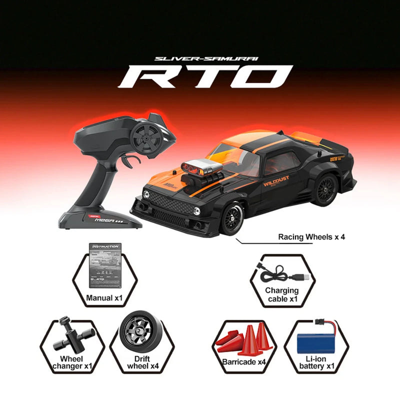 KAMTOM DC163A RTR 1/16 2.4G 4WD 50km/h Drift RC Car ESP Gyro Mini Race LED Light High Speed Racing On-Road Full Proportional Classic Retro Electric Remote Radio Control Vehicles Model Toys