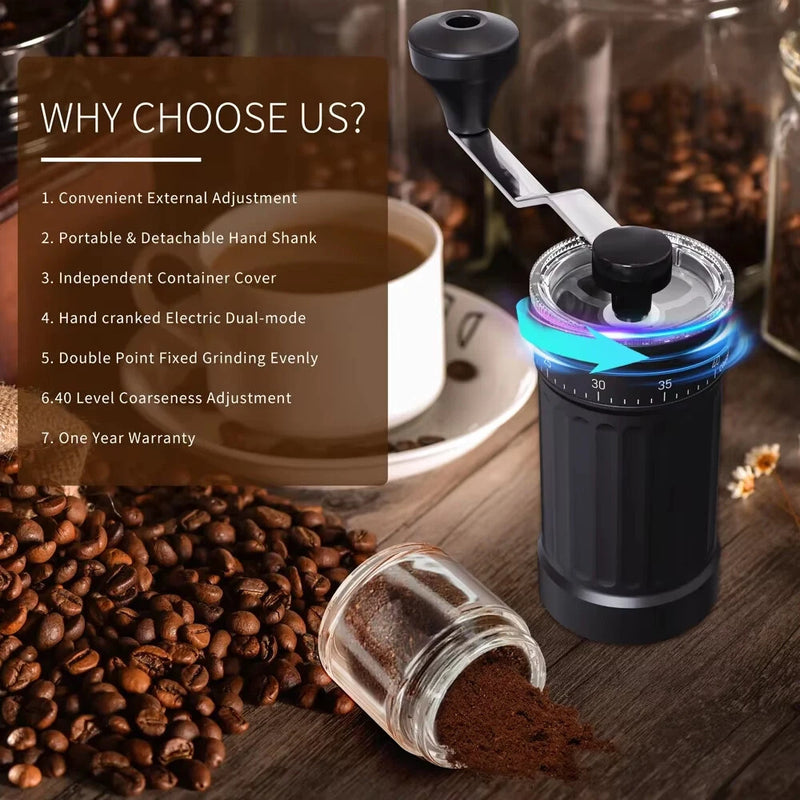 IPRee Manual Coffee Grinders Hand-Cranked Coffee Machine Ceramic Core Coffee Bean Mill Portable Espresso Grinder Suitable Home Travel