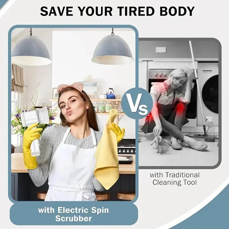 Electric Cleaning Brush Kitchen Bathroom Multifunctional Cleaner Electric Scrubber Bathroom Cleaning Brush USB Rechargeable with 5 Replaceable Brush Heads