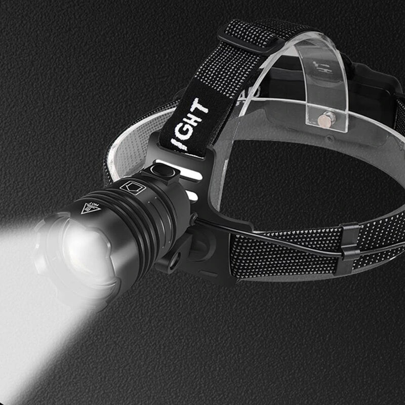 XHP70 Strong LED Headlamp Type-C USB Charging Outdoor Fishing Zoom Headlight Bike Running Search Head Lamp