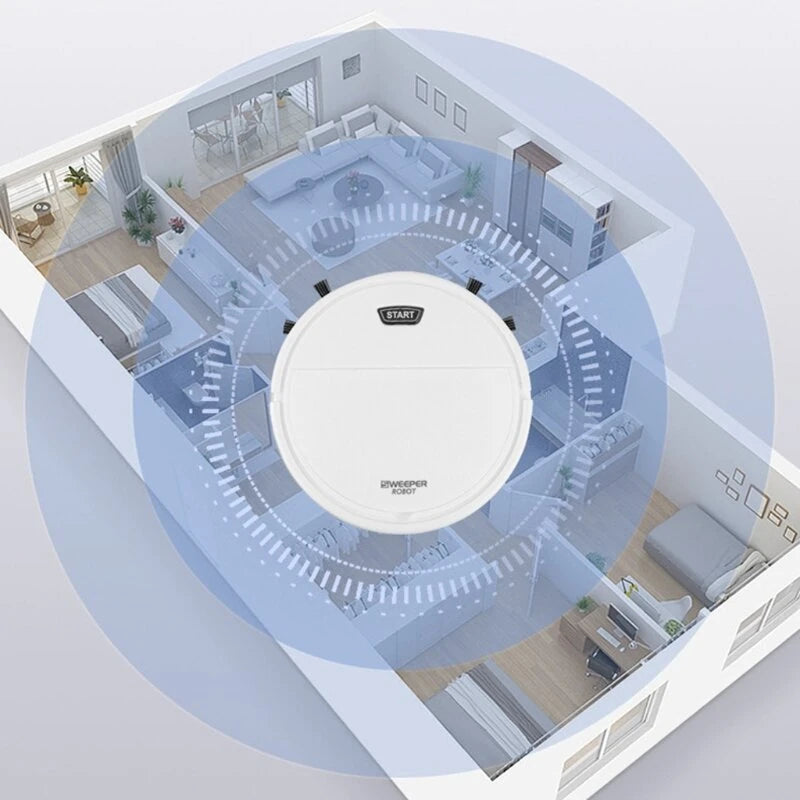 3-in-1 Sweeping Vacuum Mopping Rechargeable Smart Cleaning Robot 1200Pa Power Suction Large Capacity Dust Collection Box for Various Floors Black/White