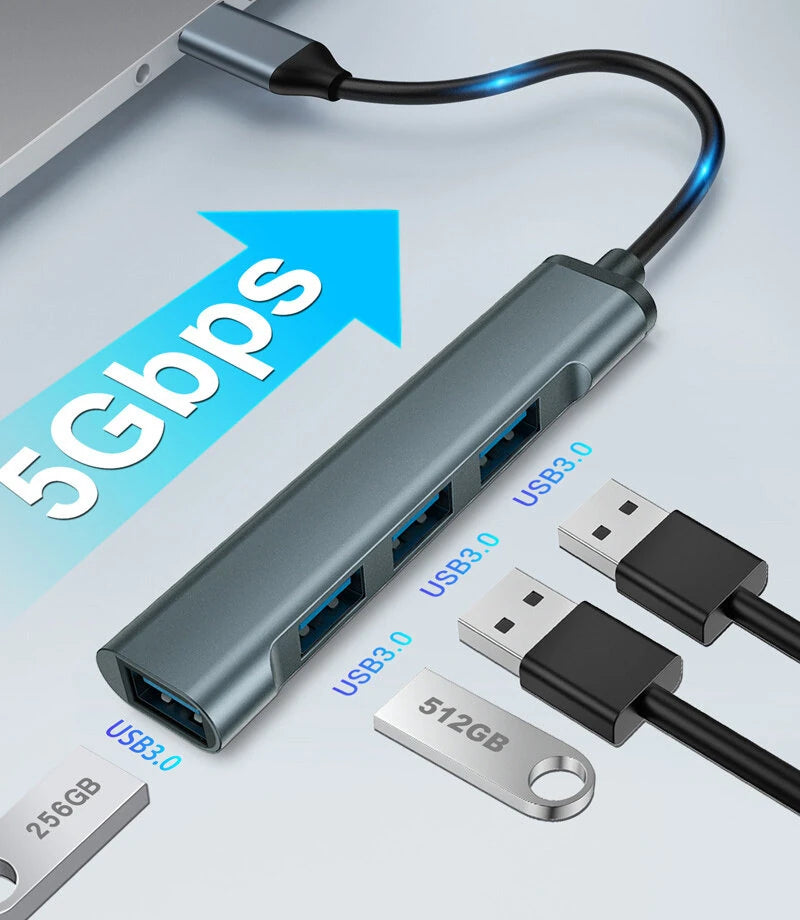 Bakeey 4-in-1 Type-C Docking Station USB Adapter with USB3.0*4 for PC Laptop Matebook HUAWEI XIAOMI Macbook Pro