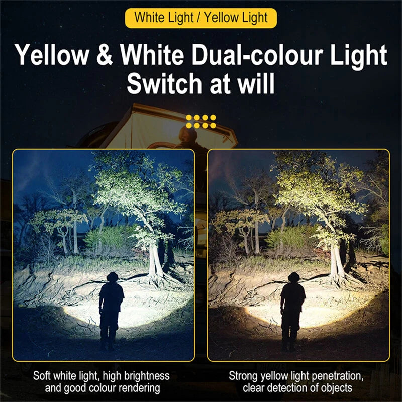 SEEKNITE Smart Sensor Zoomable LED Headlamp, White/Yellow Spotlight/Floodlight Adjusted USB Rechargeable Headlight Camping Fishing Working Head Light