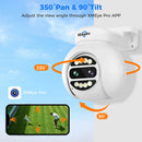 Hiseeu 4MP+4MP Dual Lens PTZ POE IP Camera 8X Zoom Full Color Night Vision 2-Way Audio H.265+ IP65 Waterproof CCTV Security Video Surveillance Camera