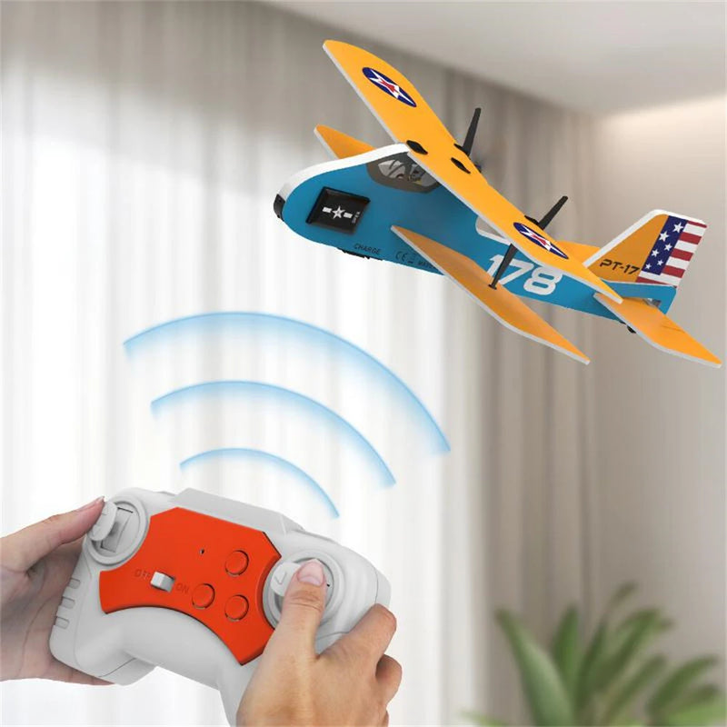 KF801 PT-17 230mm Wingspan 2.4GHz 2CH Gyroscope Stabilization Indoor & Outdoor Mini RC Airplane Glider RTF for Beginner Children Toys