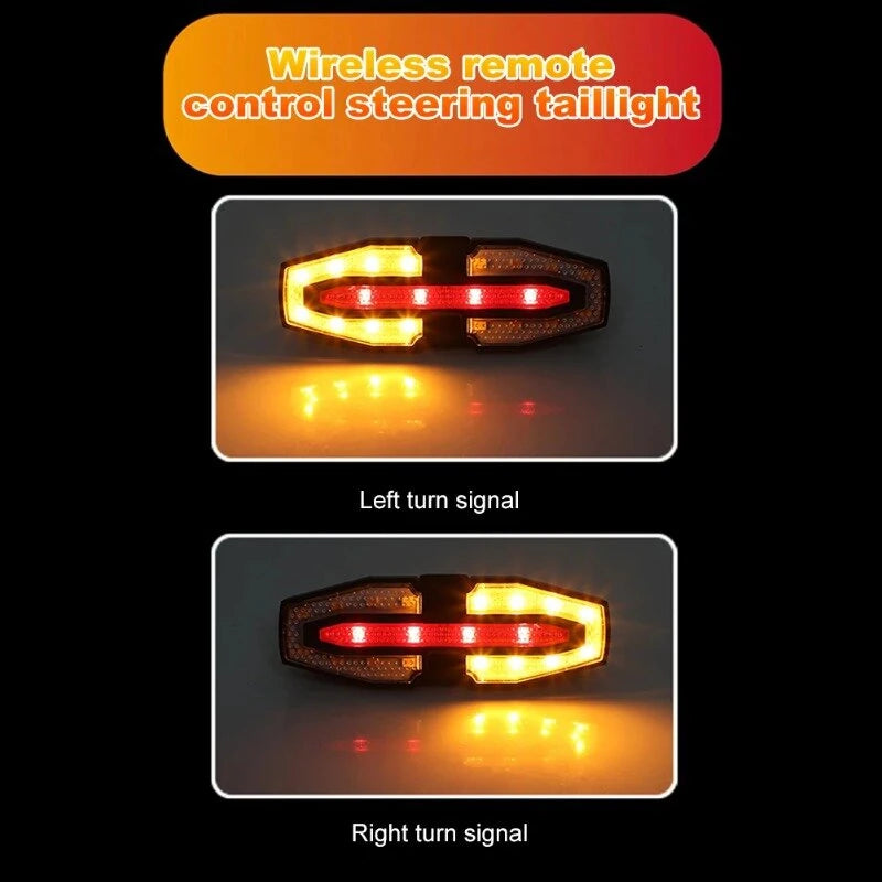 BIKIGHT Bicycle Solar Charging Wireless Remote Control Turn Signal Taillights USB Rechargeable Waterproof Bike Rear Light for Outdoor Night Riding Safety