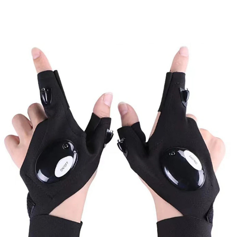 ZANLURE LED Flashlight Fishing Half Finger Gloves for Outdoor Night Cycling Camping Hiking Sports Gloves with Lamp Lighting