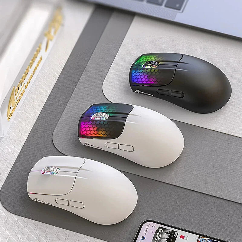 Attack Shark X5 Tri-mode Wireless Gaming Mouse PAW3212 Chip 4000DPI RGB Light 35H Battery Life 49g Lightweight 2.4G/BT5.0/Type-C Wired E-sports Gamer Mice