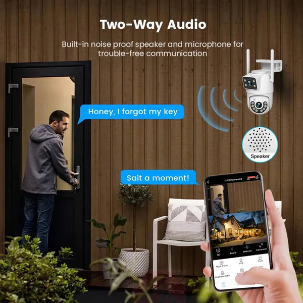 Guudgo 4MP Wifi PTZ EU Camera Dual-Lens Video Surveillance IP Camera Night Vision Cameras Outdoors Security CCTV Cam for Home Safety