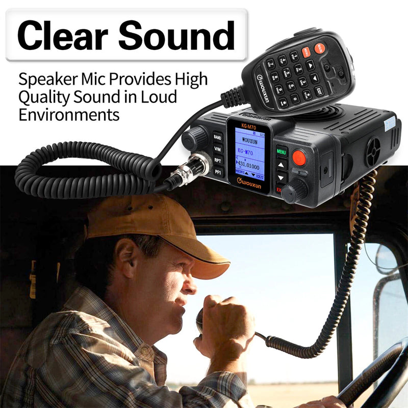 WOUXUN KG-M70 25W Mobile Radio Cross Band Repeater Long Range 999CH High Power Dual Band Car Radio Station with Microphone