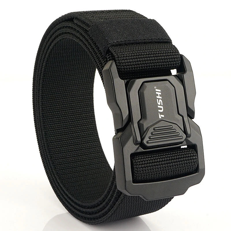 TUSHI Metal Quick Release Pluggable Buckle Tactical Belt Breathable Elastic Belt For Men Cowboy Outdoor Stretch Hunting Waistband