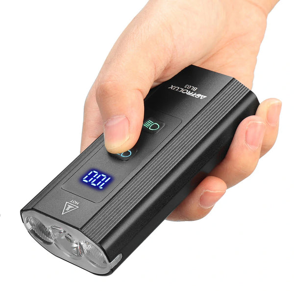 Astrolux BL03 XPG LED 1200LM Bike Headlight + Bike Taillight 6000mAh High Capacity Power Bank Dual Distance Beam Bike Light USB Rechargeable Flashlight for Electric Bike Electric Scooter Bike Light Set