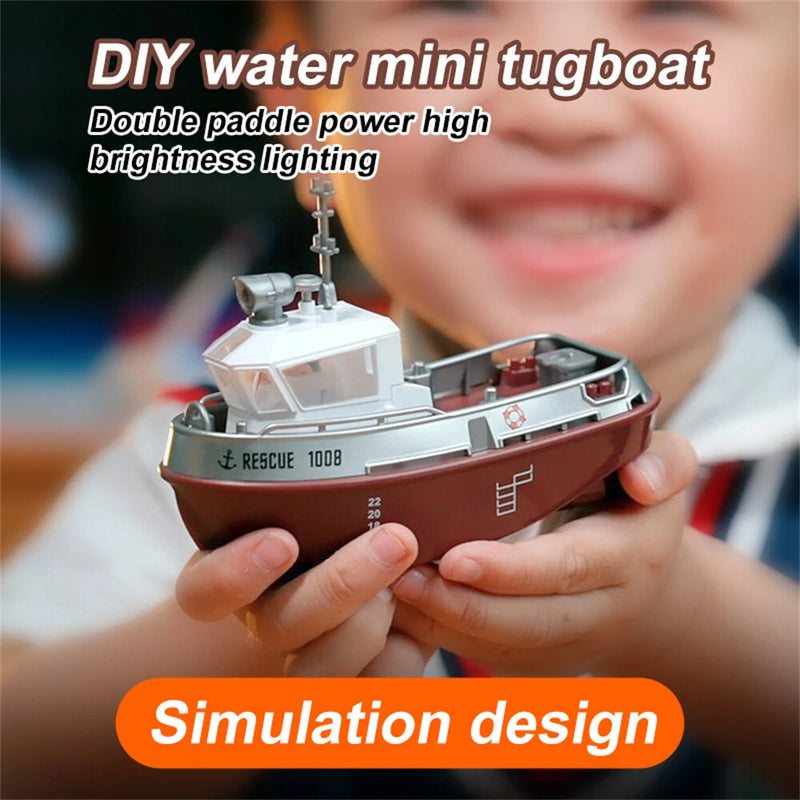 S820 1/32 2.4G Mini RC Boat LED Light Dual Motor Waterproof Remote Control Rescue 1008 Wireless Electric Vehicles Models Toys Kids Children Gift