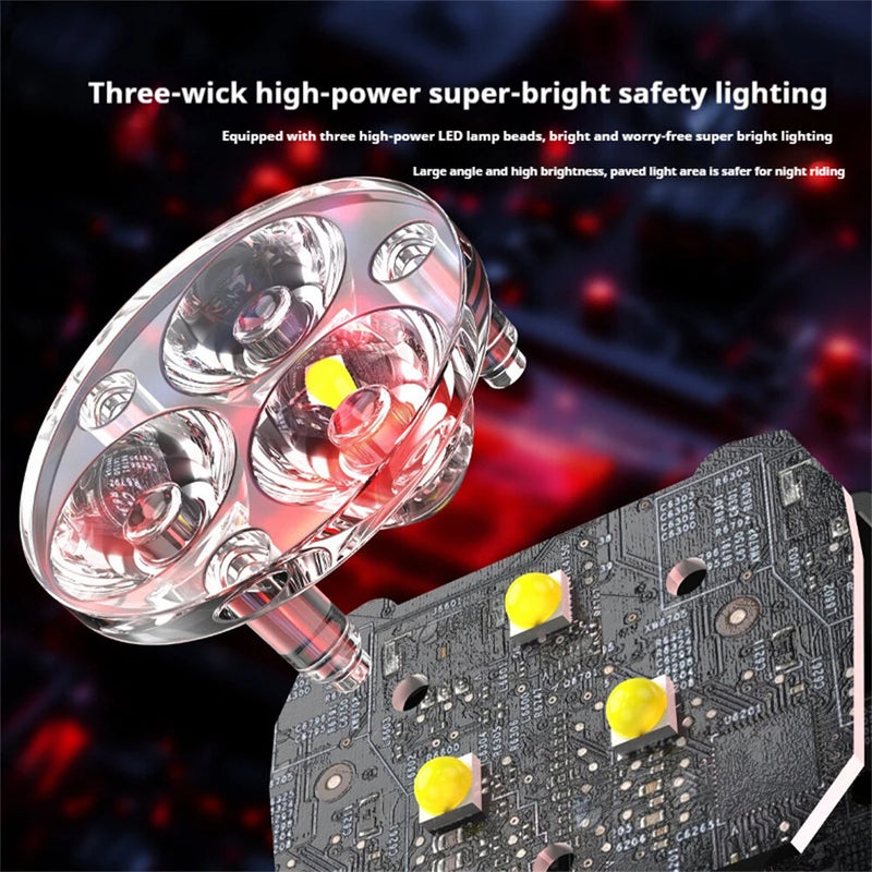 BIKIGHT Solar Rechargeable LED Bicycle Headlight Anti-glare Type-C Charging Waterproof Bike Front Light for MTB Night Riding Safety